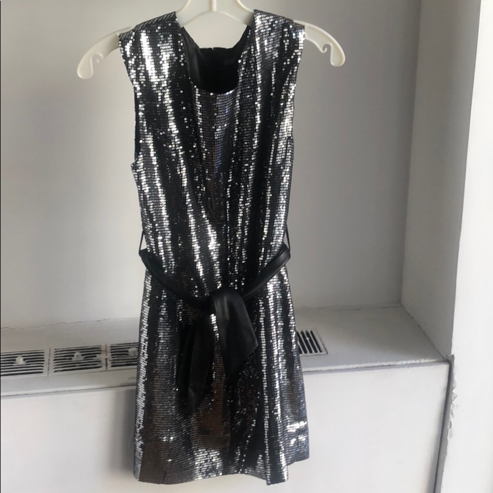 Sparkly holiday mini dress! silver sequins